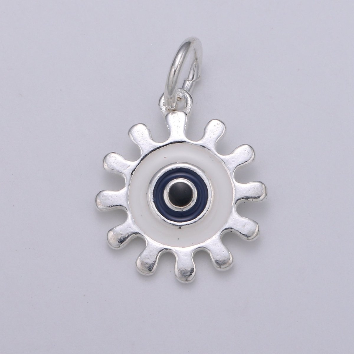 925 Sterling Silver Target Gear Charm, Gear Charm Blue Charm for Necklace Bracelet Earring, White Charm SL-037 SL-038 - DLUXCA