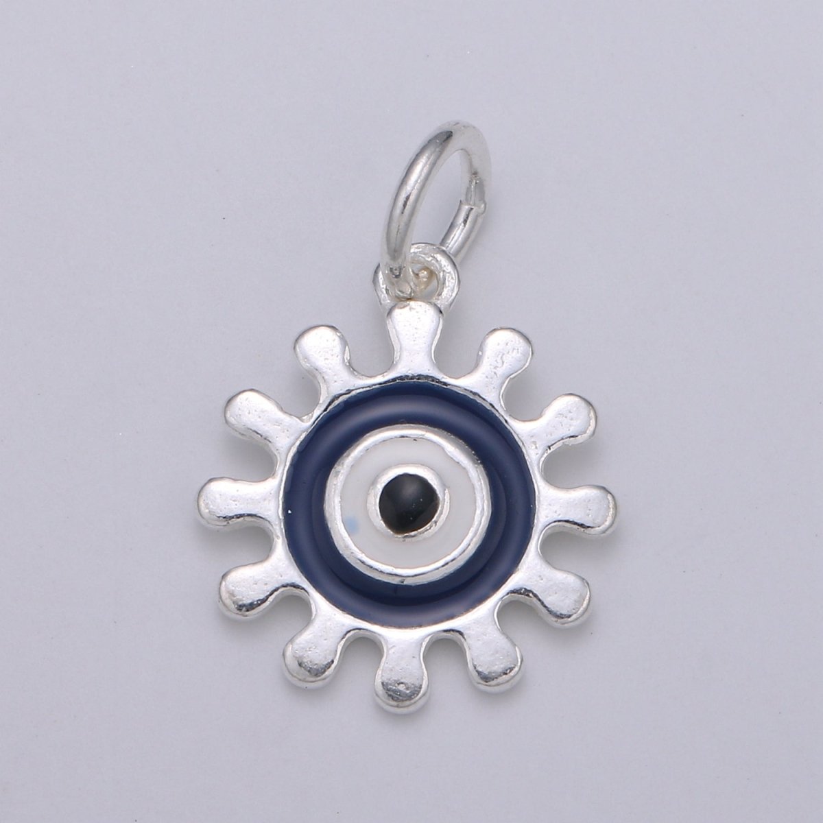 925 Sterling Silver Target Gear Charm, Gear Charm Blue Charm for Necklace Bracelet Earring, White Charm SL-037 SL-038 - DLUXCA