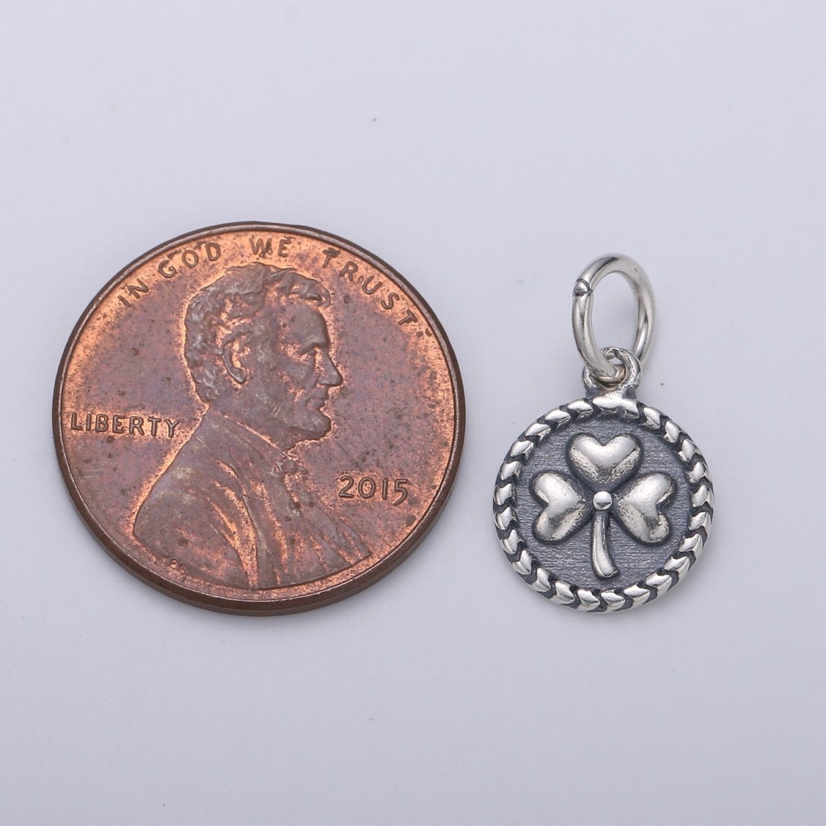 925 Sterling Silver Three Leaf Clover Charm, Message Charm Silver Happy Charm for Necklace Bracelet Earring, Good Luck Charm SL-103 - DLUXCA