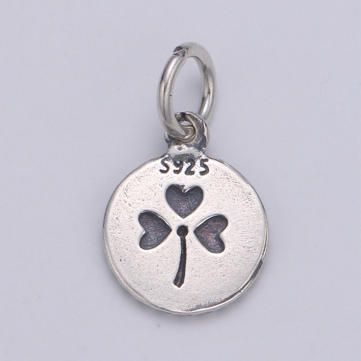 925 Sterling Silver Three Leaf Clover Charm, Message Charm Silver Happy Charm for Necklace Bracelet Earring, Good Luck Charm SL-103 - DLUXCA