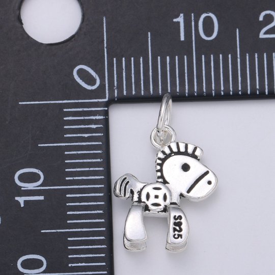 925 Sterling Silver Toy Horse Charm, Toy Charm Silver Pony Charm for Necklace Bracelet Earring, Ponny Kids Charm SL-144 - DLUXCA