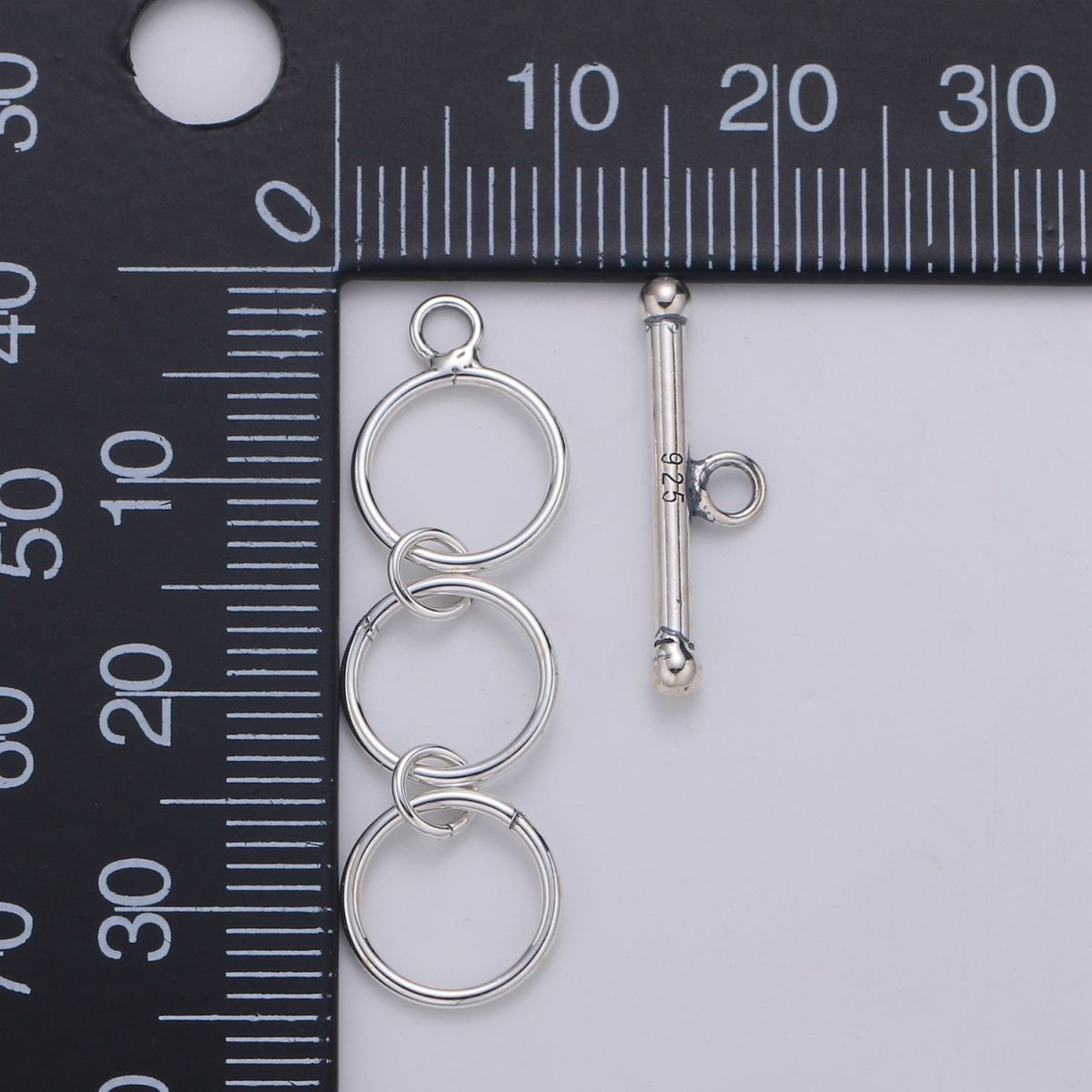 925 Sterling Silver Triple Ring Clasp, Circle and Toggle Clasp for necklace, bracelet, DIY Jewelry making SL-253 - DLUXCA