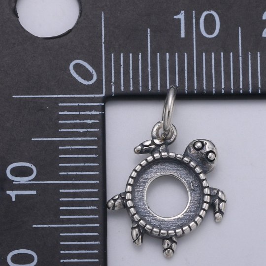 925 Sterling Silver Turtle Charm, Beach Charm Silver Sea Turtle Charm for Necklace Bracelet Earring, Sea turtle Charm SL-108 - DLUXCA