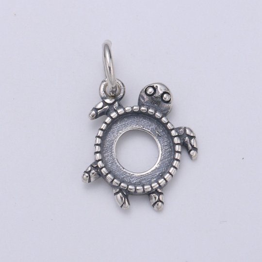925 Sterling Silver Turtle Charm, Beach Charm Silver Sea Turtle Charm for Necklace Bracelet Earring, Sea turtle Charm SL-108 - DLUXCA