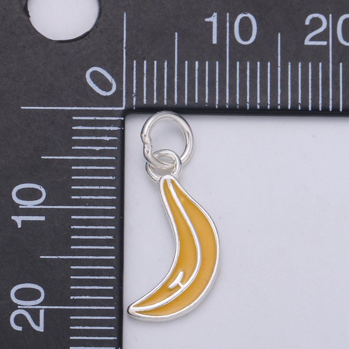 925 Sterling Silver Yellow Banana Charm, Fruit Charm Silver Yellow Charm for Necklace Bracelet Earring, Banana Charm SL-049 - DLUXCA