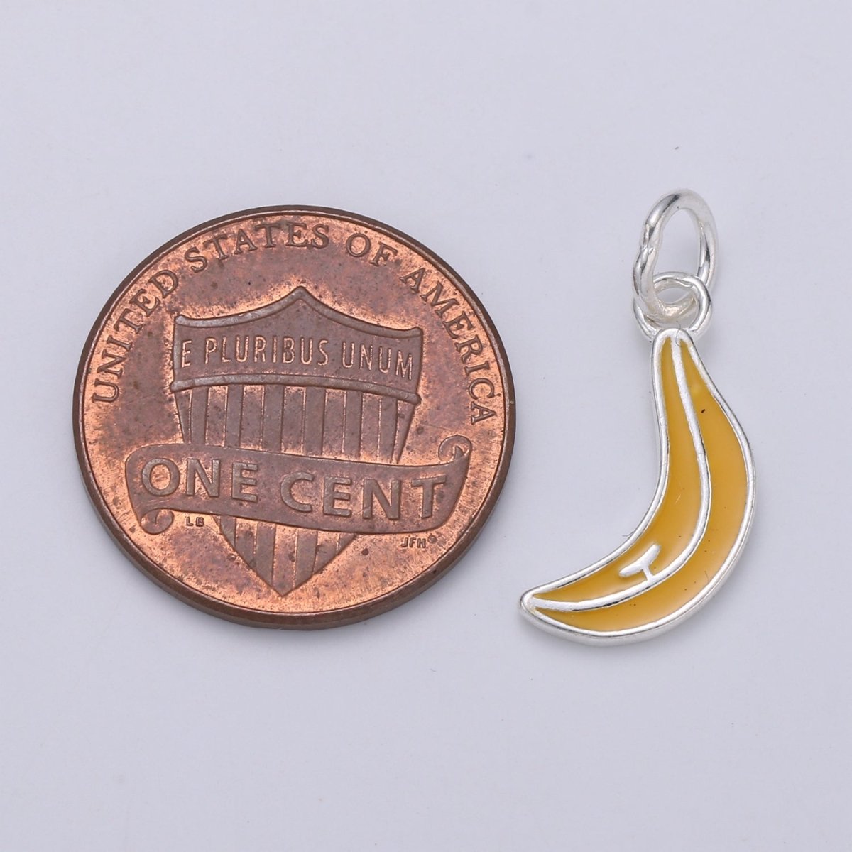 925 Sterling Silver Yellow Banana Charm, Fruit Charm Silver Yellow Charm for Necklace Bracelet Earring, Banana Charm SL-049 - DLUXCA