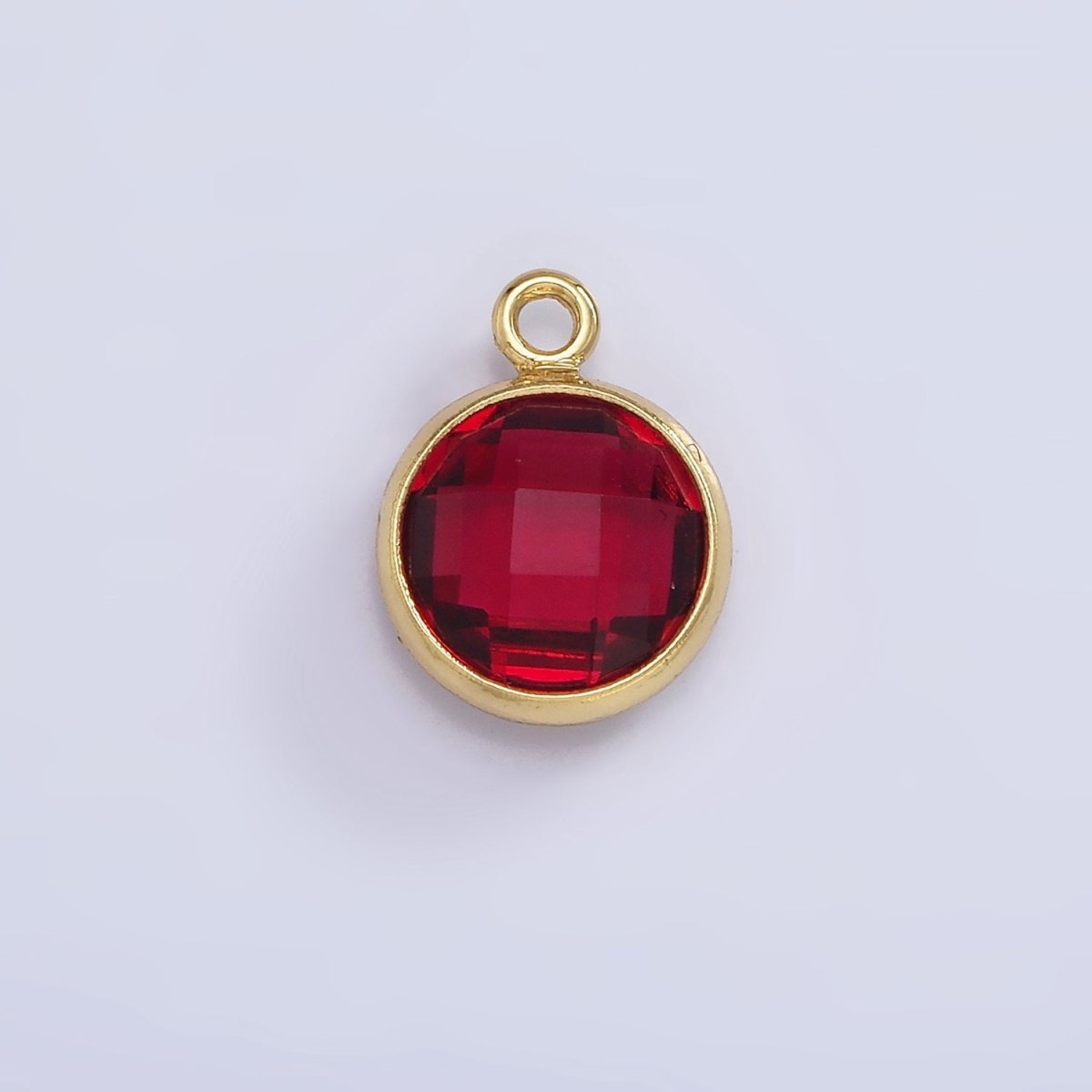 9mm Round BIRTHSTONE Cubic Zirconia Circle Gold Charm Add on Component For Jewelry Making | N-1209 N-1210 - DLUXCA