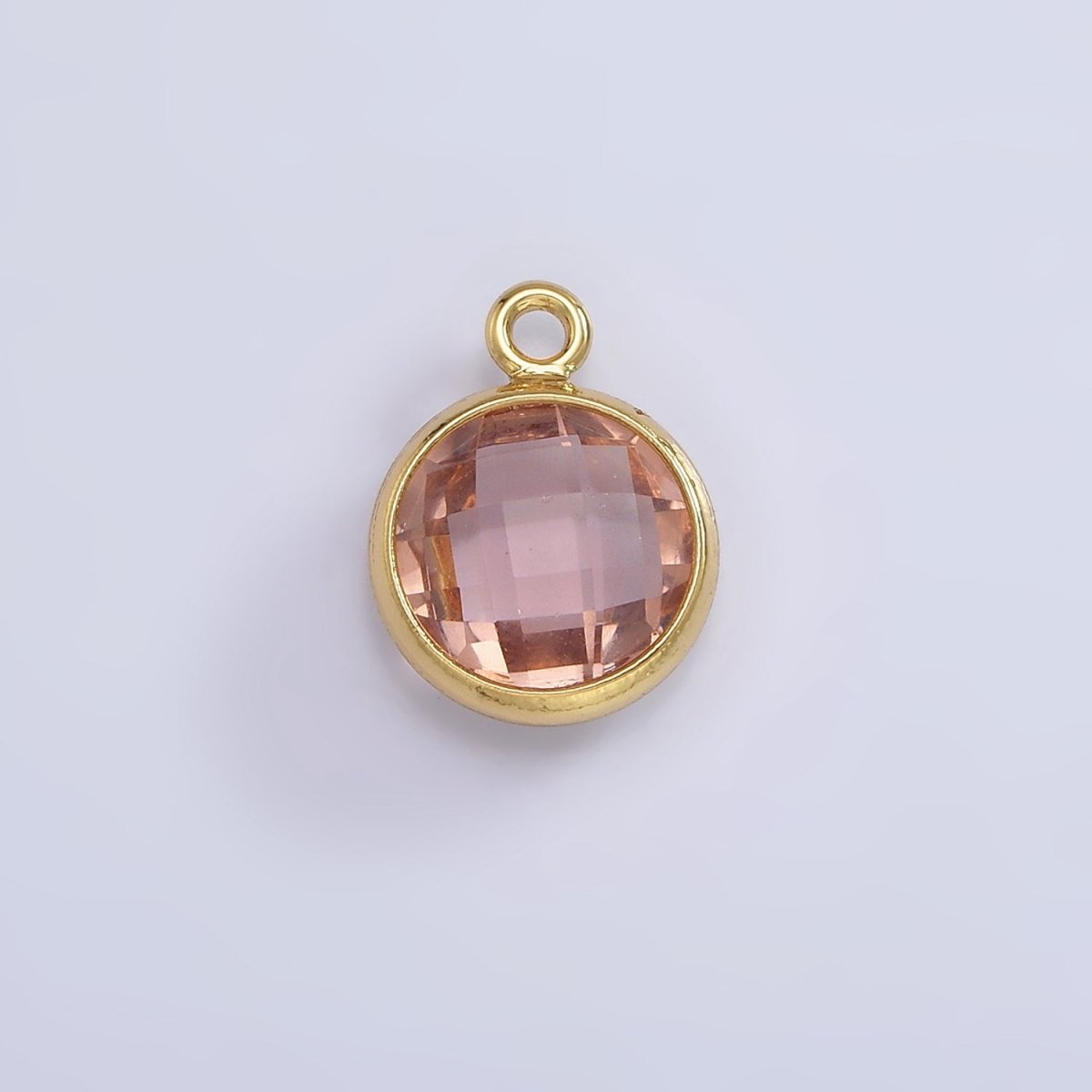 9mm Round BIRTHSTONE Cubic Zirconia Circle Gold Charm Add on Component For Jewelry Making | N-1209 N-1210 - DLUXCA