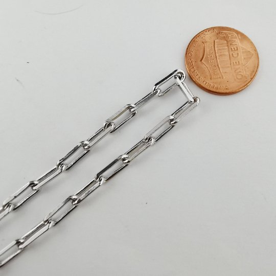 9X3mm Dainty Rectangle Link Necklace, Silver PAPER CLIP Chain by Yard For Necklace, Bracelet, Anklet Component | ROLL-197 Clearance Pricing - DLUXCA