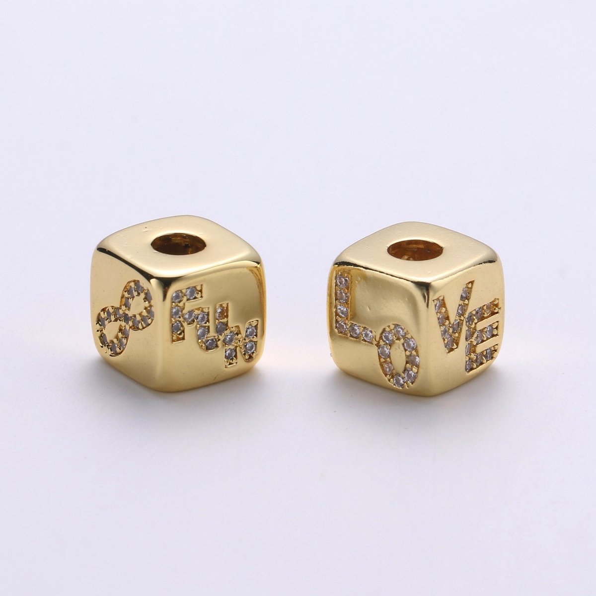 9x9mm CZ Gold Filled Beads, Evil Eye Beads, Heart Beads, Love Beads, Animal Blocks Micro Pave Block Charm for Bracelet Necklace Supply K-438 K-439 K-441 - DLUXCA
