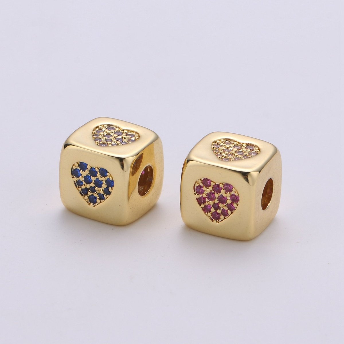 9x9mm CZ Gold Filled Beads, Evil Eye Beads, Heart Beads, Love Beads, Animal Blocks Micro Pave Block Charm for Bracelet Necklace Supply K-438 K-439 K-441 - DLUXCA
