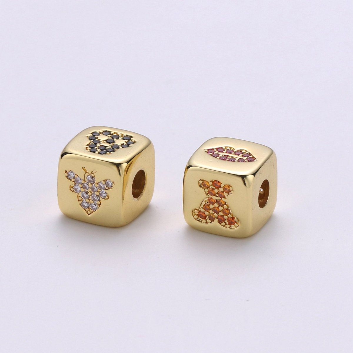 9x9mm CZ Gold Filled Beads, Evil Eye Beads, Heart Beads, Love Beads, Animal Blocks Micro Pave Block Charm for Bracelet Necklace Supply K-438 K-439 K-441 - DLUXCA