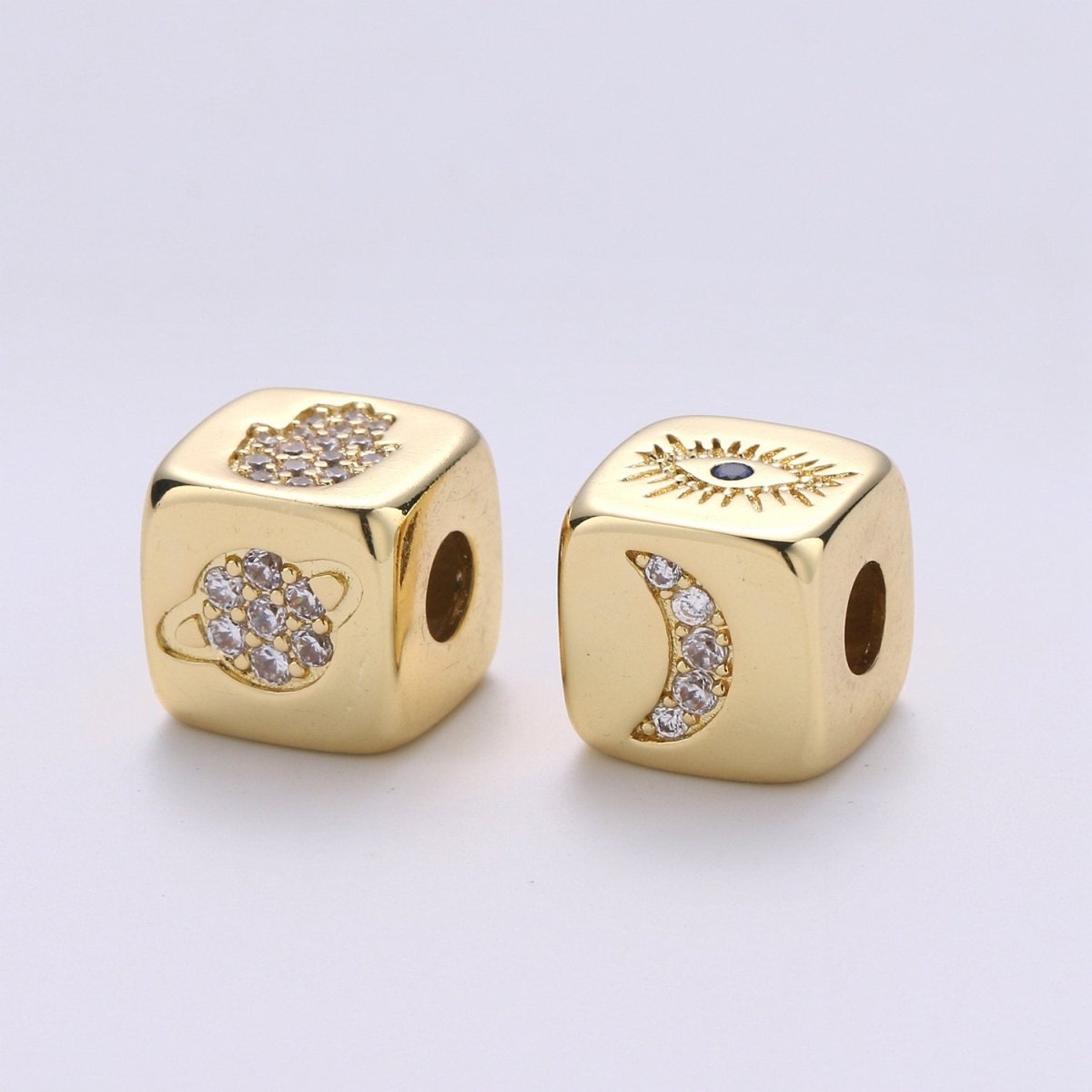 9x9mm CZ Gold Filled Beads, Evil Eye Beads, Heart Beads, Love Beads, Animal Blocks Micro Pave Block Charm for Bracelet Necklace Supply K-438 K-439 K-441 - DLUXCA