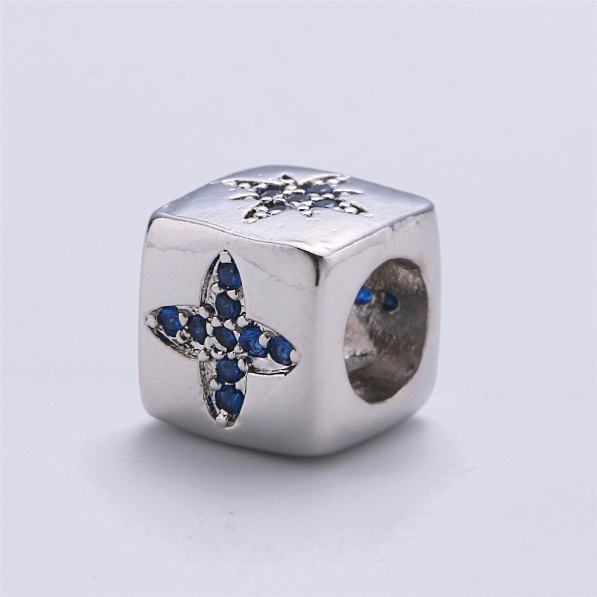 9x9mm CZ White Gold Filled Beads, hashtag # Beads, Heart Beads, Check Mark Beads, Star Block Charm for Making Bracelet Necklace Supply | B-241, B-242, B-243, B-244 - DLUXCA