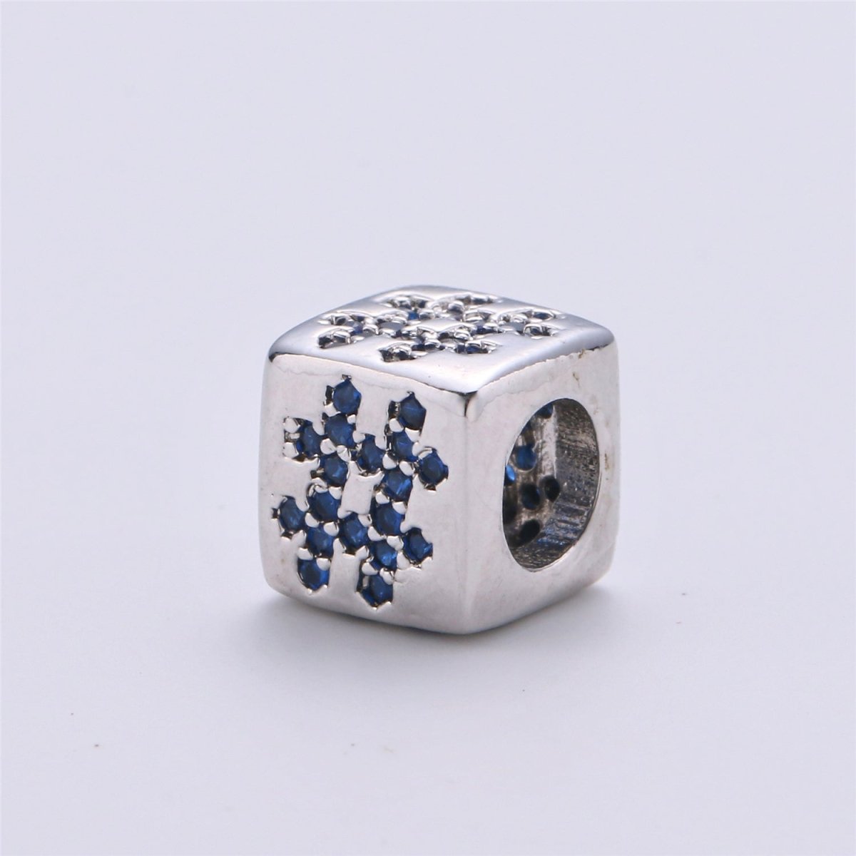 9x9mm CZ White Gold Filled Beads, hashtag # Beads, Heart Beads, Check Mark Beads, Star Block Charm for Making Bracelet Necklace Supply | B-241, B-242, B-243, B-244 - DLUXCA