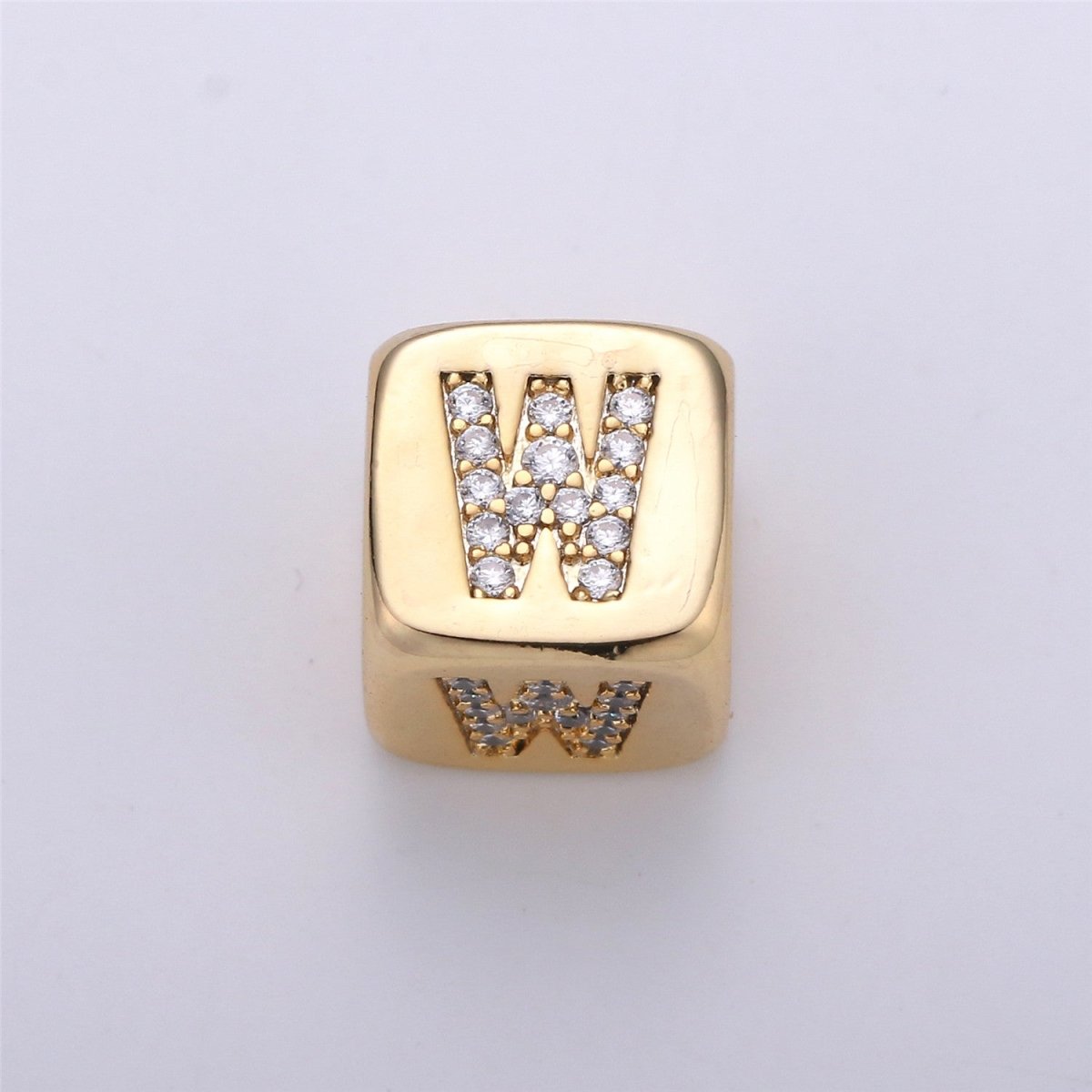 9x9mm Gold Initial Letter Beads, Alphabet Beads, Initial Beads, Alphabet Blocks Micro Pave Initial Block Charm for Bracelet Necklace Supply A-043 to A-055 - DLUXCA