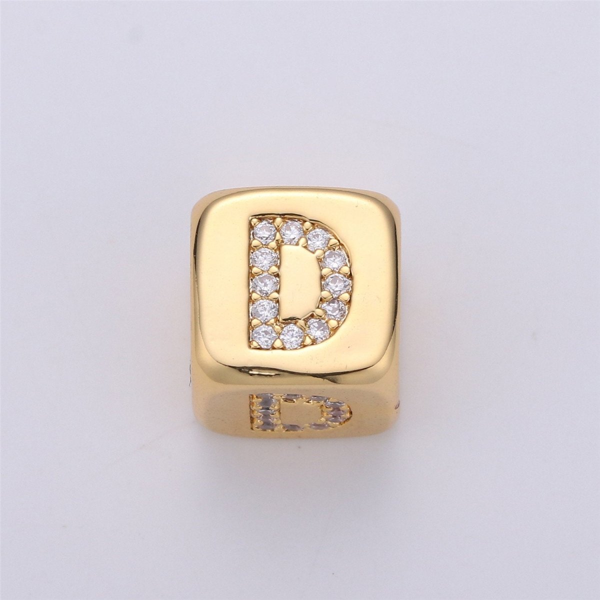 9x9mm Gold Initial Letter Beads, Alphabet Beads, Initial Beads, Alphabet Blocks Micro Pave Initial Block Charm for Bracelet Necklace Supply A-043 to A-055 - DLUXCA
