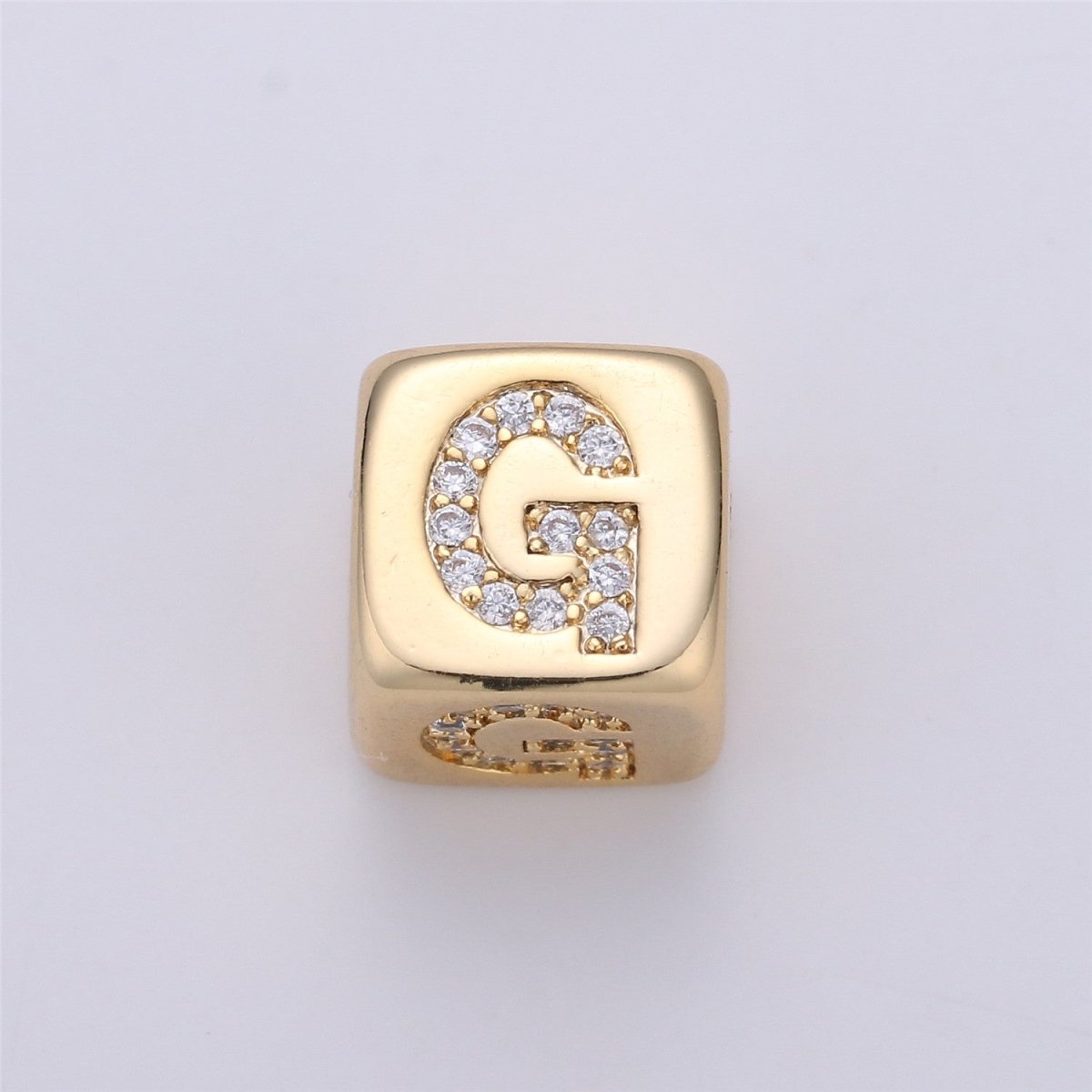 9x9mm Gold Initial Letter Beads, Alphabet Beads, Initial Beads, Alphabet Blocks Micro Pave Initial Block Charm for Bracelet Necklace Supply A-043 to A-055 - DLUXCA