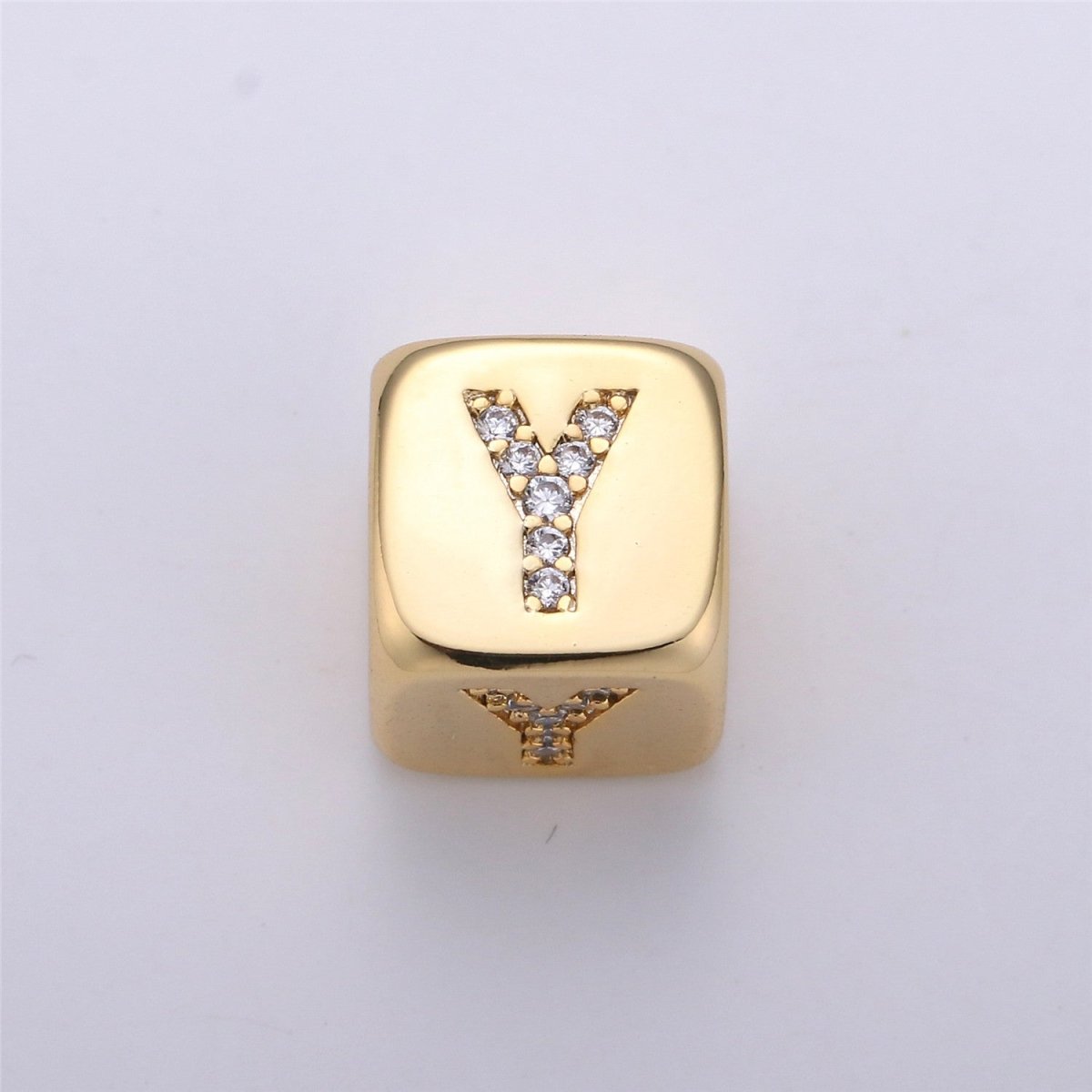 9x9mm Gold Initial Letter Beads, Alphabet Beads, Initial Beads, Alphabet Blocks Micro Pave Initial Block Charm for Bracelet Necklace Supply A-043 to A-055 - DLUXCA