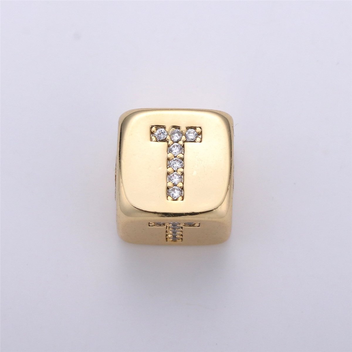 9x9mm Gold Initial Letter Beads, Alphabet Beads, Initial Beads, Alphabet Blocks Micro Pave Initial Block Charm for Bracelet Necklace Supply A-043 to A-055 - DLUXCA