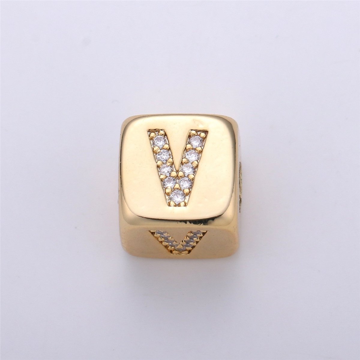9x9mm Gold Initial Letter Beads, Alphabet Beads, Initial Beads, Alphabet Blocks Micro Pave Initial Block Charm for Bracelet Necklace Supply A-043 to A-055 - DLUXCA