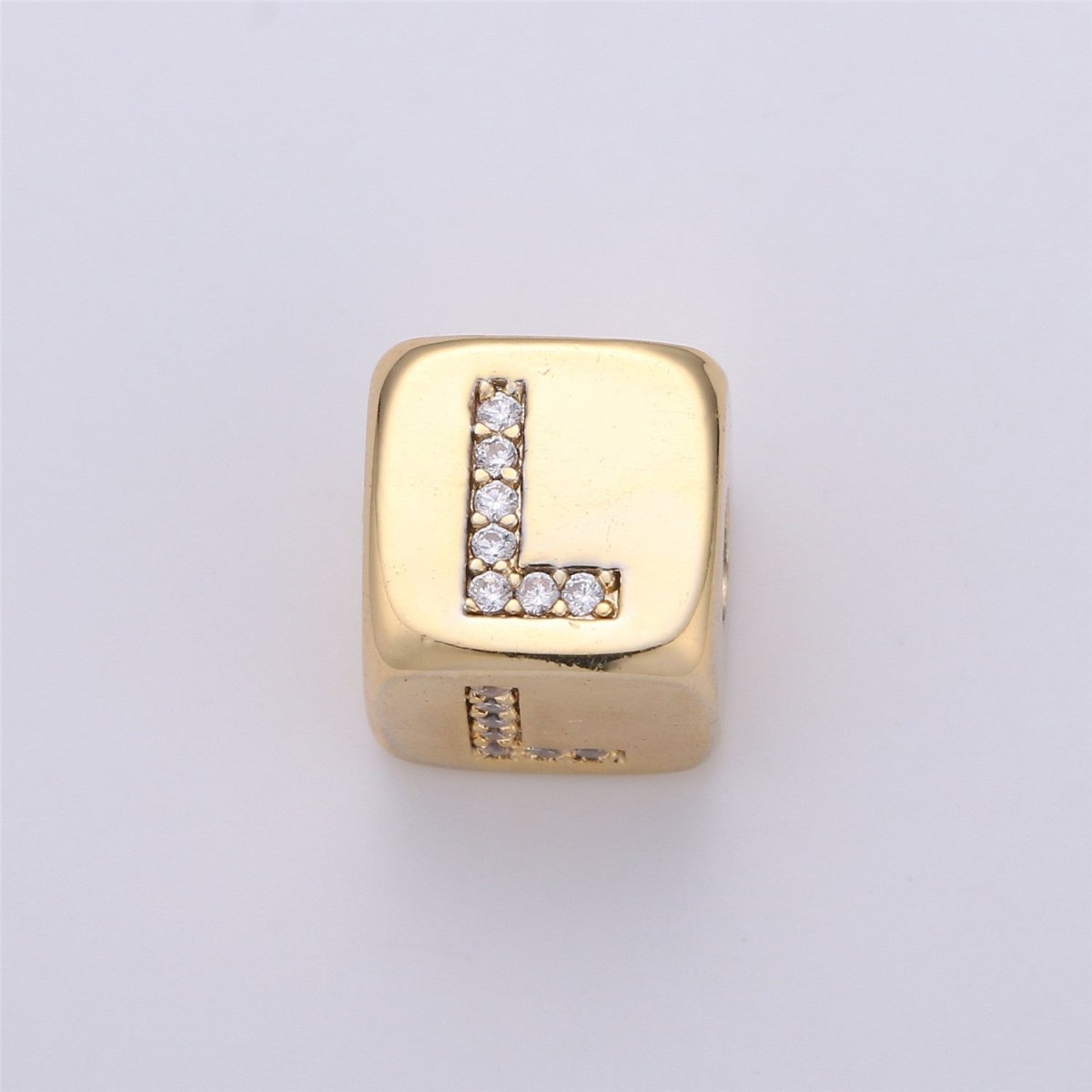 9x9mm Gold Initial Letter Beads, Alphabet Beads, Initial Beads, Alphabet Blocks Micro Pave Initial Block Charm for Bracelet Necklace Supply A-043 to A-055 - DLUXCA