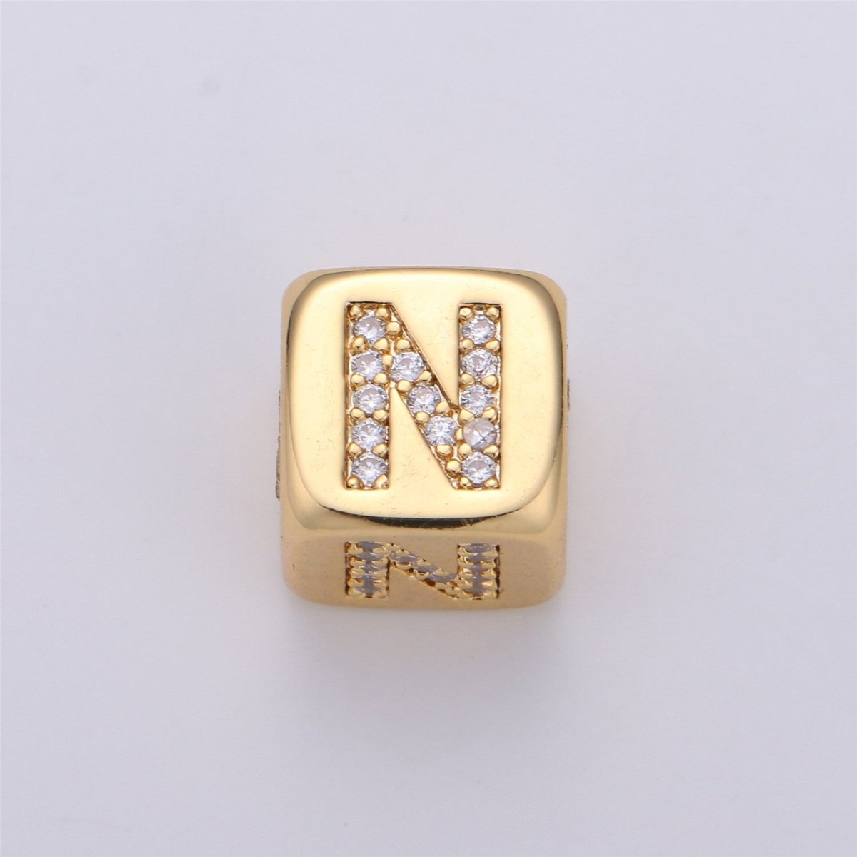 9x9mm Gold Initial Letter Beads, Alphabet Beads, Initial Beads, Alphabet Blocks Micro Pave Initial Block Charm for Bracelet Necklace Supply A-043 to A-055 - DLUXCA
