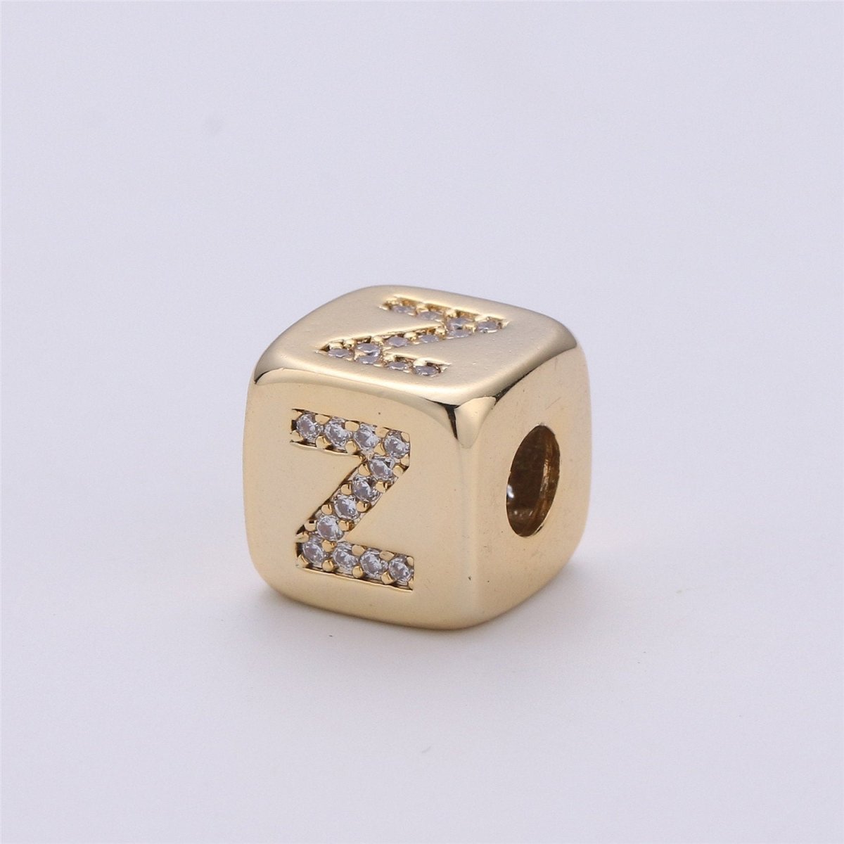 9x9mm Gold Initial Letter Beads, Alphabet Beads, Initial Beads, Alphabet Blocks Micro Pave Initial Block Charm for Bracelet Necklace Supply A-043 to A-055 - DLUXCA