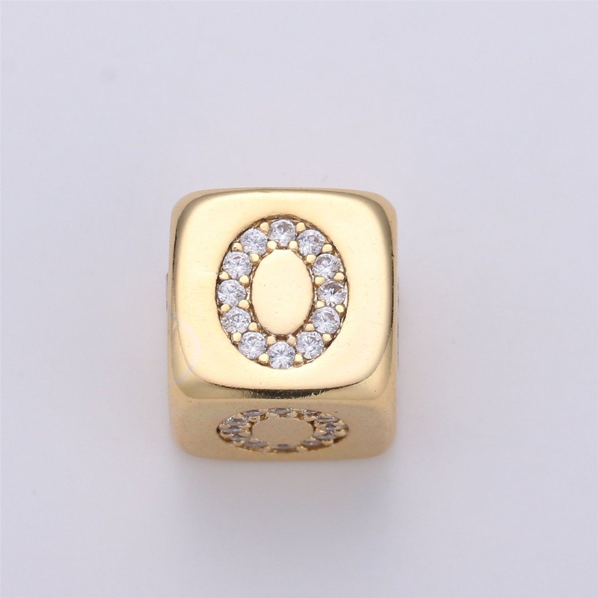 9x9mm Gold Initial Letter Beads, Alphabet Beads, Initial Beads, Alphabet Blocks Micro Pave Initial Block Charm for Bracelet Necklace Supply A-043 to A-055 - DLUXCA