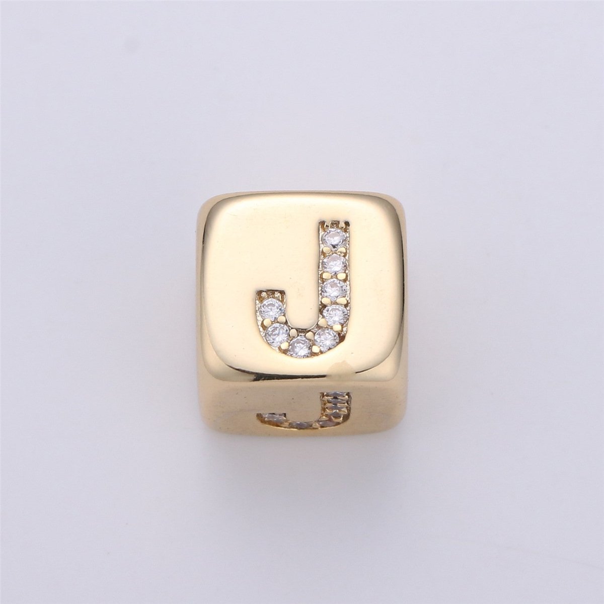 9x9mm Gold Initial Letter Beads, Alphabet Beads, Initial Beads, Alphabet Blocks Micro Pave Initial Block Charm for Bracelet Necklace Supply A-043 to A-055 - DLUXCA