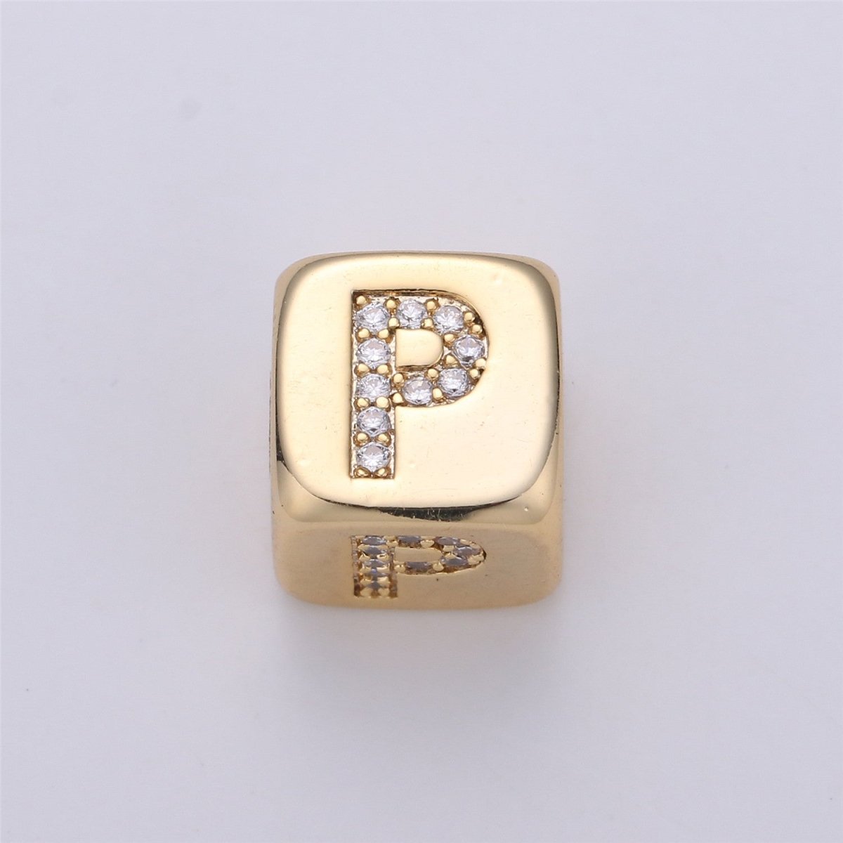 9x9mm Gold Initial Letter Beads, Alphabet Beads, Initial Beads, Alphabet Blocks Micro Pave Initial Block Charm for Bracelet Necklace Supply A-043 to A-055 - DLUXCA