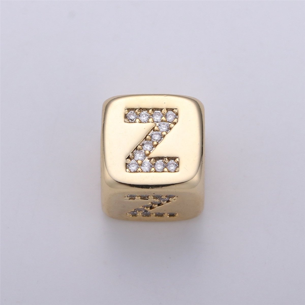 9x9mm Gold Initial Letter Beads, Alphabet Beads, Initial Beads, Alphabet Blocks Micro Pave Initial Block Charm for Bracelet Necklace Supply A-043 to A-055 - DLUXCA