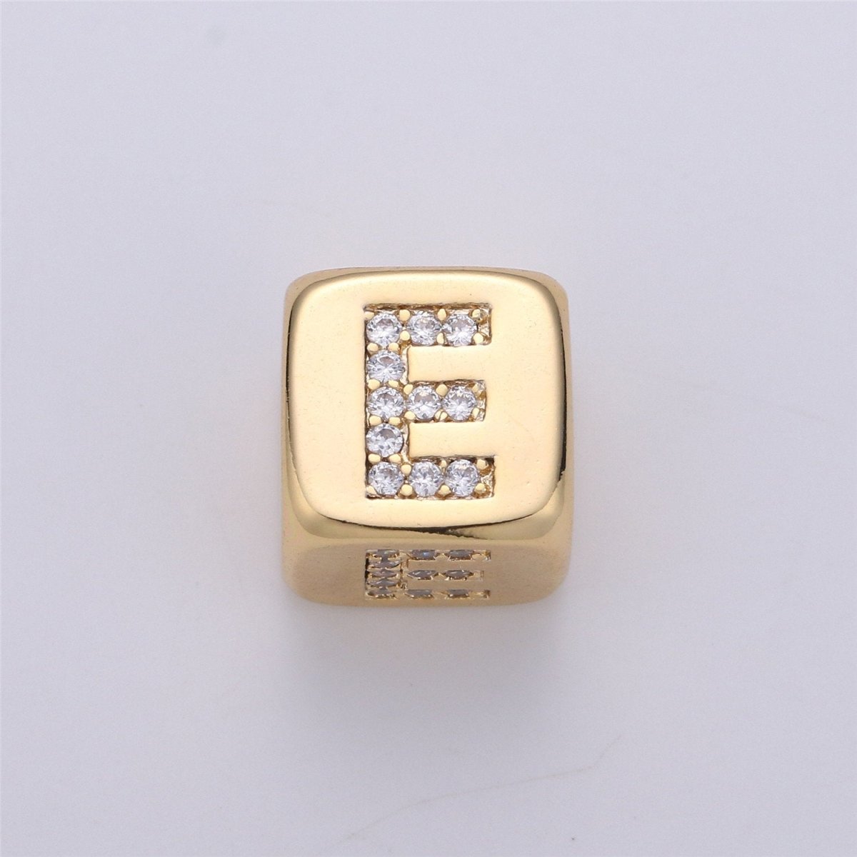 9x9mm Gold Initial Letter Beads, Alphabet Beads, Initial Beads, Alphabet Blocks Micro Pave Initial Block Charm for Bracelet Necklace Supply A-043 to A-055 - DLUXCA