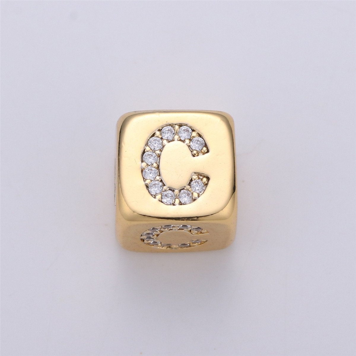 9x9mm Gold Initial Letter Beads, Alphabet Beads, Initial Beads, Alphabet Blocks Micro Pave Initial Block Charm for Bracelet Necklace Supply A-043 to A-055 - DLUXCA