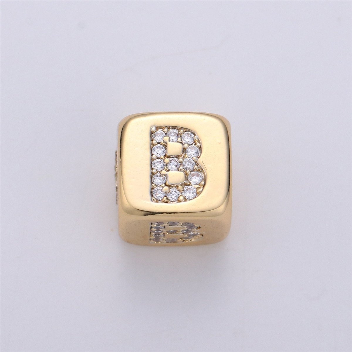 9x9mm Gold Initial Letter Beads, Alphabet Beads, Initial Beads, Alphabet Blocks Micro Pave Initial Block Charm for Bracelet Necklace Supply A-043 to A-055 - DLUXCA