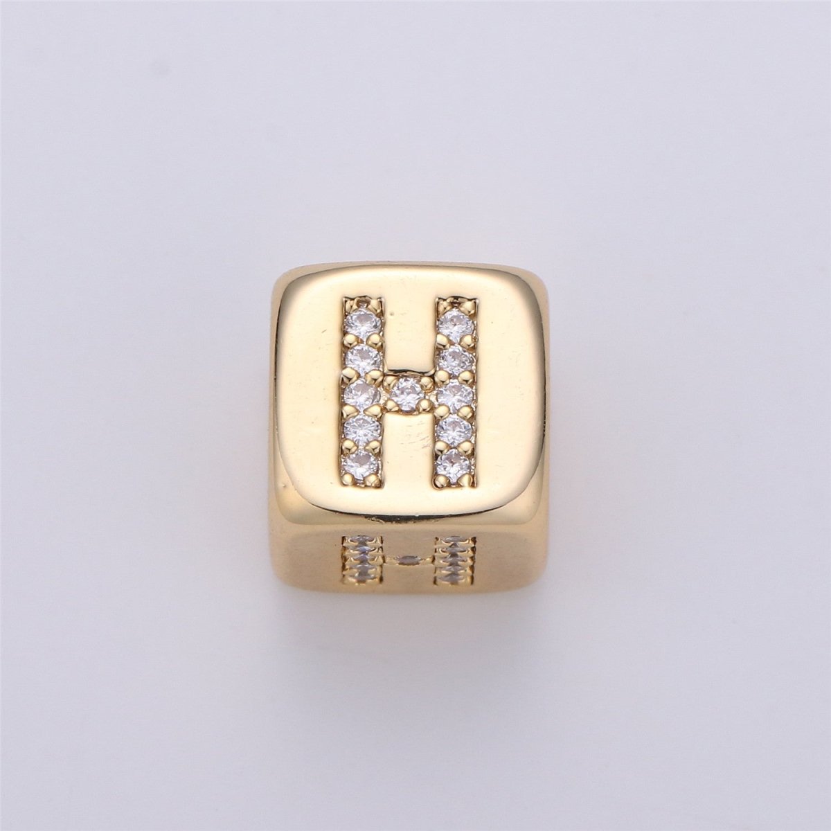9x9mm Gold Initial Letter Beads, Alphabet Beads, Initial Beads, Alphabet Blocks Micro Pave Initial Block Charm for Bracelet Necklace Supply A-043 to A-055 - DLUXCA