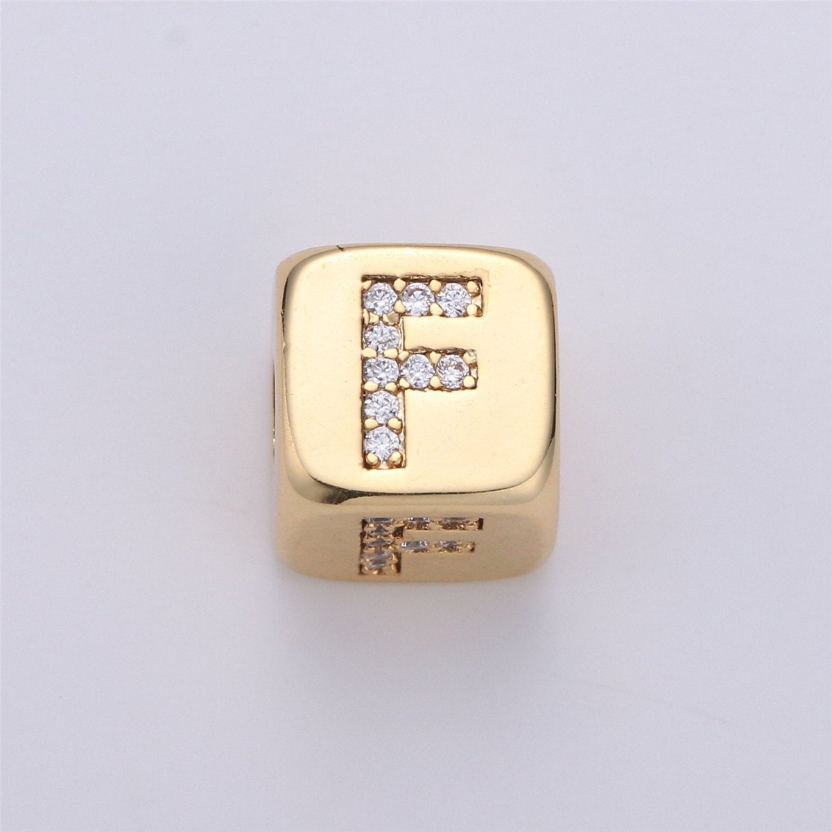 9x9mm Gold Initial Letter Beads, Alphabet Beads, Initial Beads, Alphabet Blocks Micro Pave Initial Block Charm for Bracelet Necklace Supply A-043 to A-055 - DLUXCA