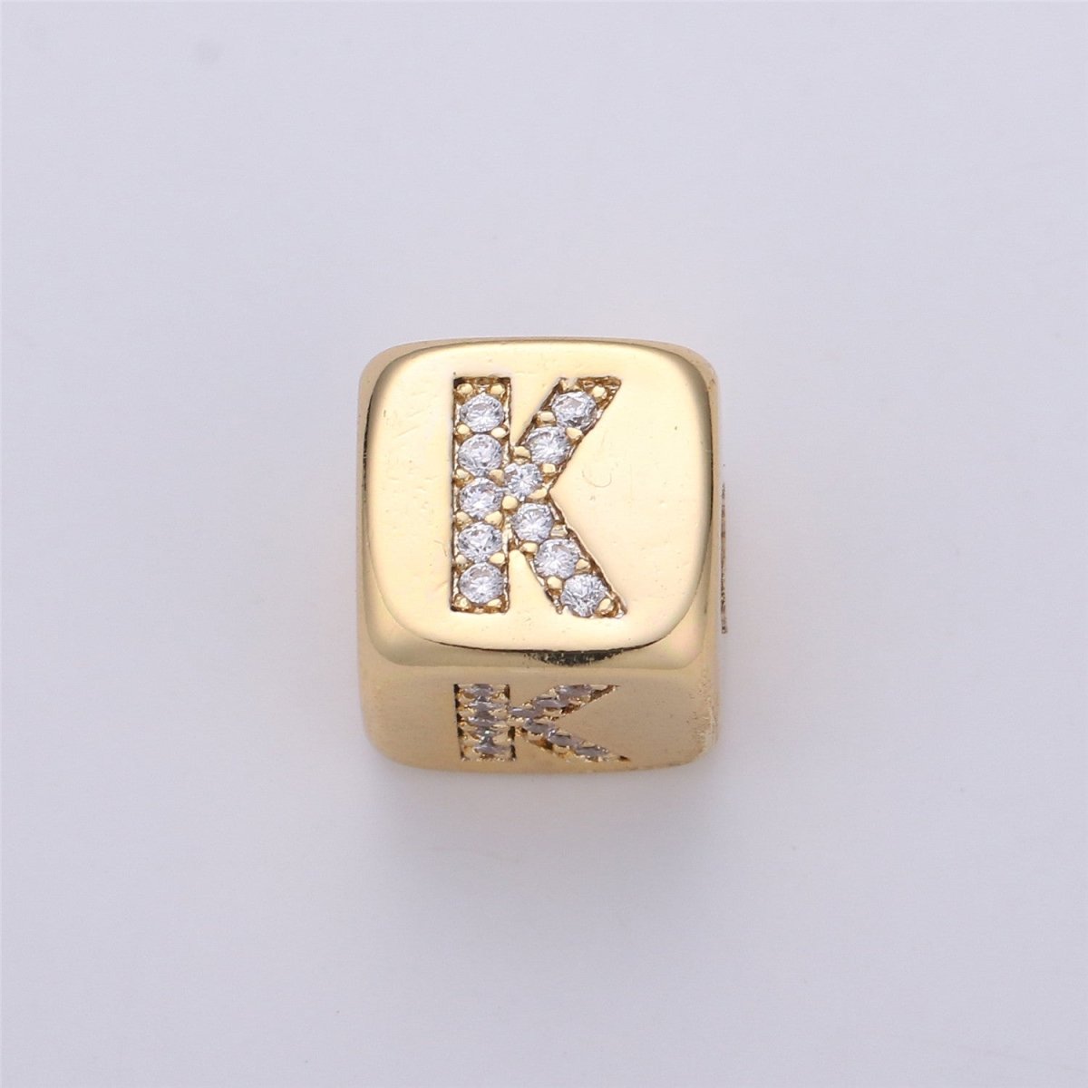 9x9mm Gold Initial Letter Beads, Alphabet Beads, Initial Beads, Alphabet Blocks Micro Pave Initial Block Charm for Bracelet Necklace Supply A-043 to A-055 - DLUXCA