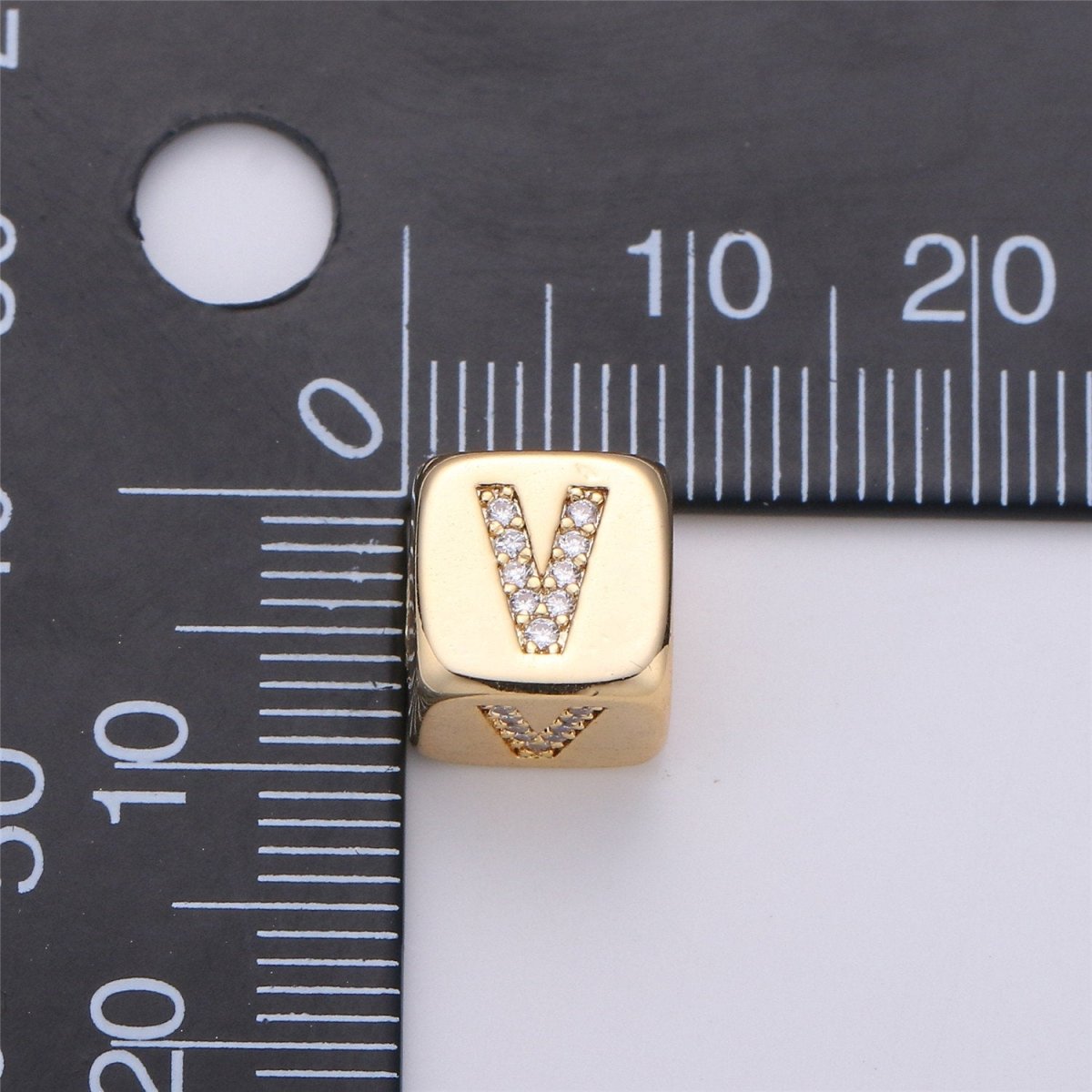 9x9mm Gold Initial Letter Beads, Alphabet Beads, Initial Beads, Alphabet Blocks Micro Pave Initial Block Charm for Bracelet Necklace Supply A-043 to A-055 - DLUXCA