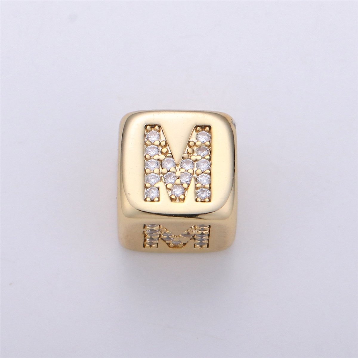 9x9mm Gold Initial Letter Beads, Alphabet Beads, Initial Beads, Alphabet Blocks Micro Pave Initial Block Charm for Bracelet Necklace Supply A-043 to A-055 - DLUXCA