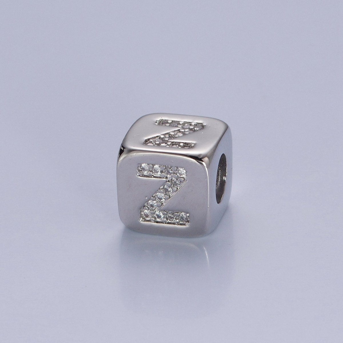 9x9mm Silver Initial Letter Beads, Alphabet Beads, Initial Beads, Alphabet Blocks Micro Pave Initial Block Charm for Bracelet Necklace Supply W-866 to W-891 - DLUXCA