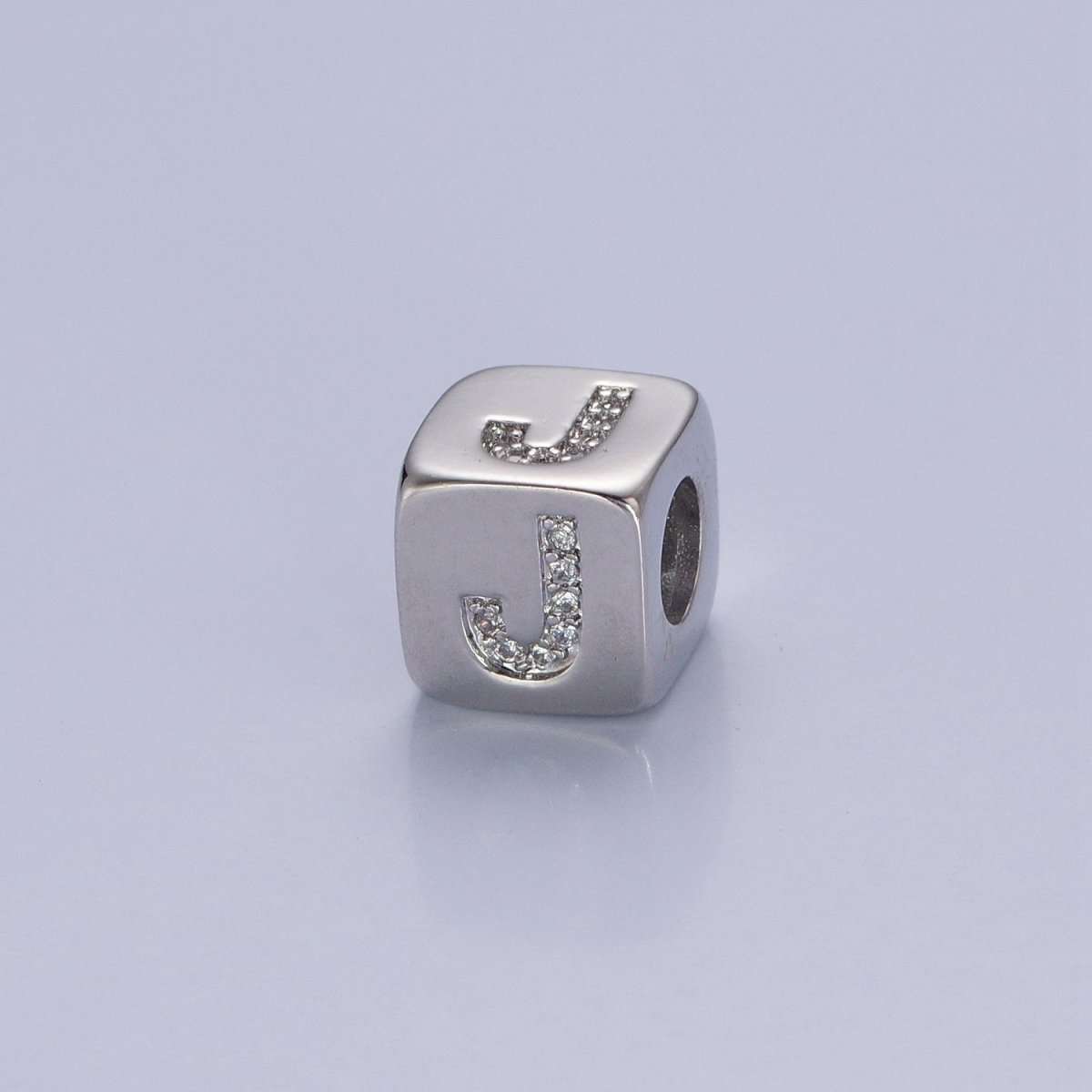 9x9mm Silver Initial Letter Beads, Alphabet Beads, Initial Beads, Alphabet Blocks Micro Pave Initial Block Charm for Bracelet Necklace Supply W-866 to W-891 - DLUXCA