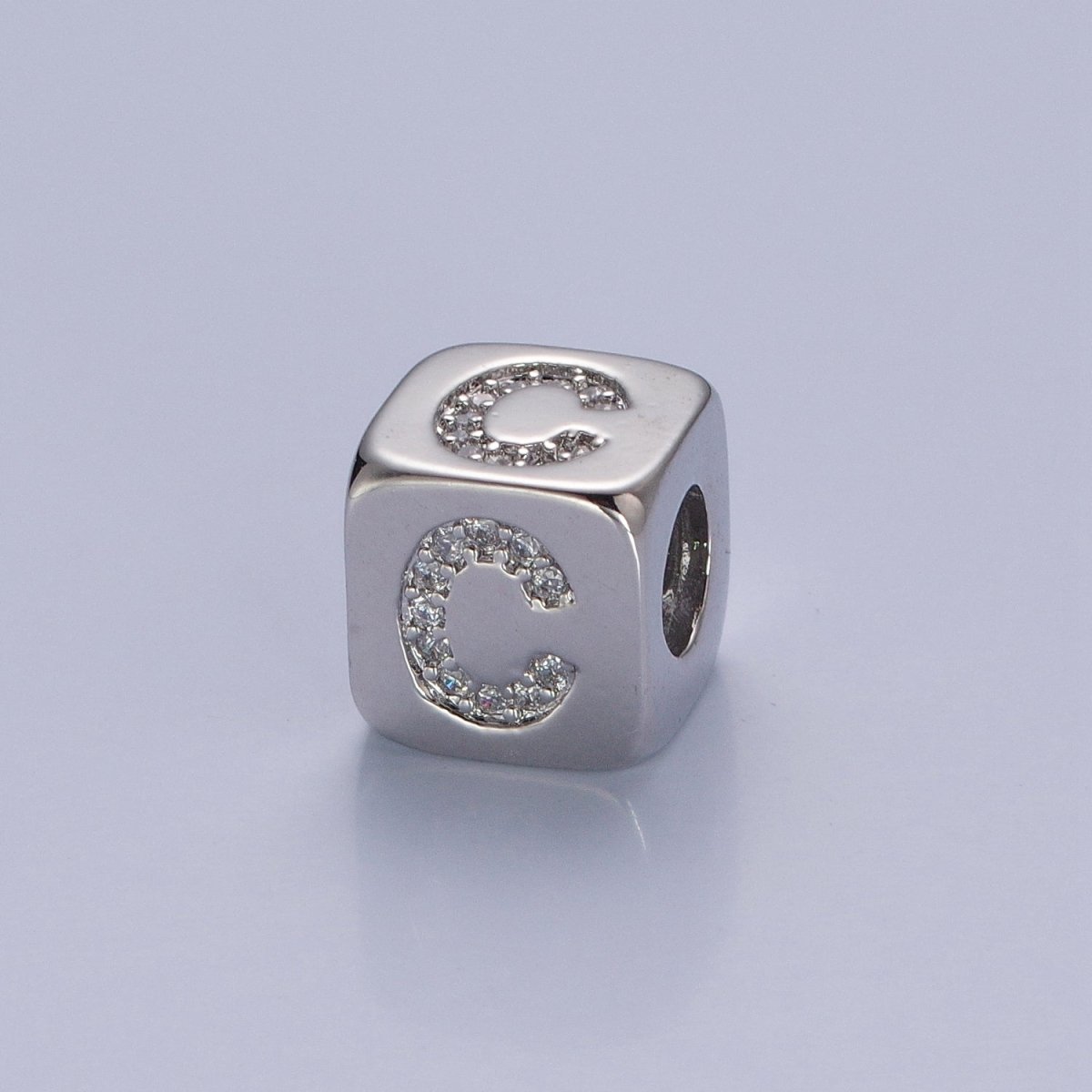 9x9mm Silver Initial Letter Beads, Alphabet Beads, Initial Beads, Alphabet Blocks Micro Pave Initial Block Charm for Bracelet Necklace Supply W-866 to W-891 - DLUXCA