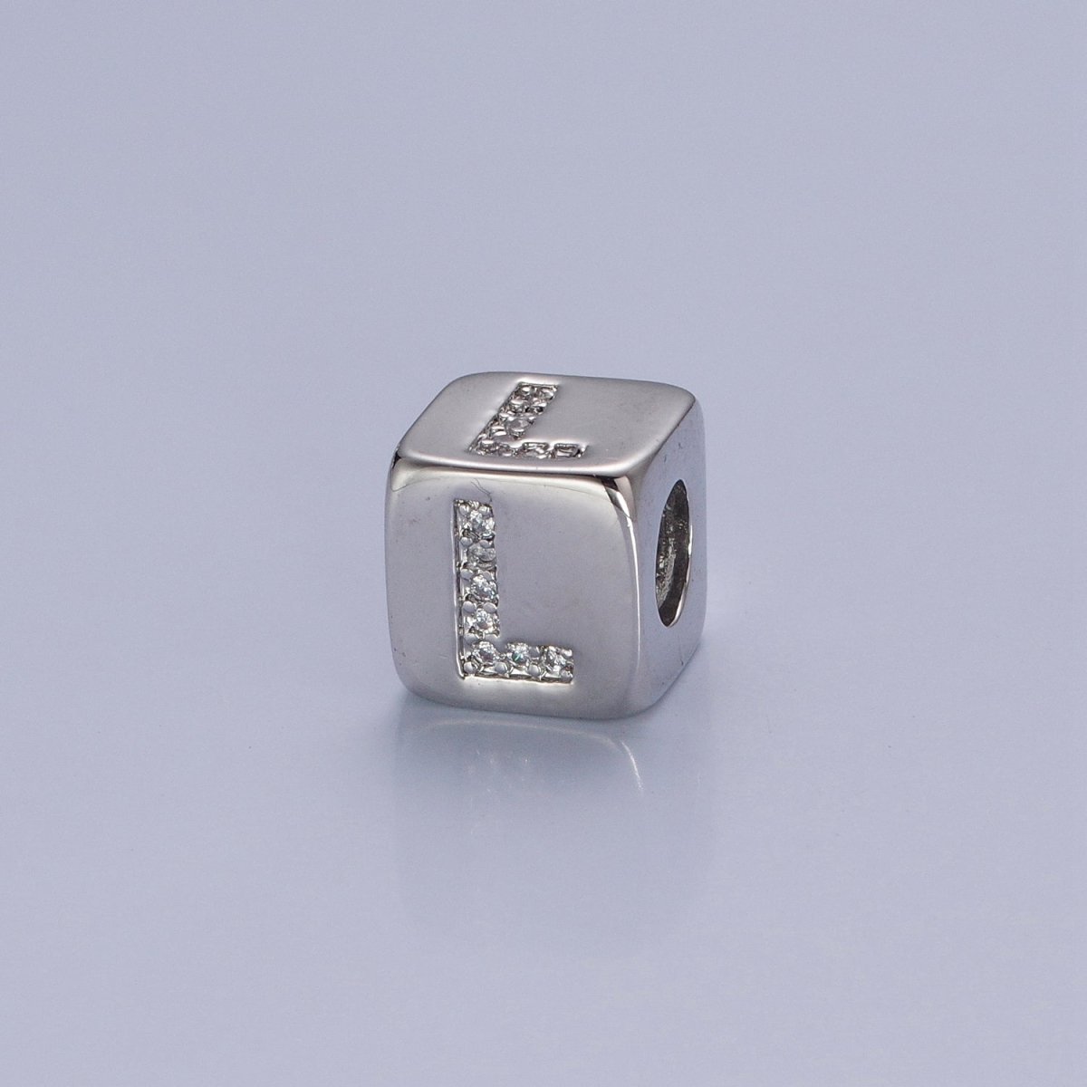 9x9mm Silver Initial Letter Beads, Alphabet Beads, Initial Beads, Alphabet Blocks Micro Pave Initial Block Charm for Bracelet Necklace Supply W-866 to W-891 - DLUXCA
