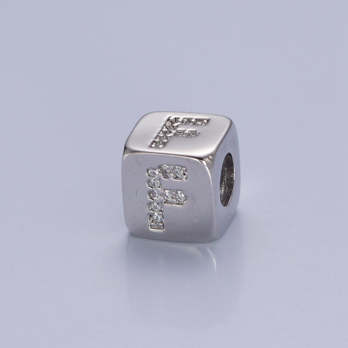 9x9mm Silver Initial Letter Beads, Alphabet Beads, Initial Beads, Alphabet Blocks Micro Pave Initial Block Charm for Bracelet Necklace Supply W-866 to W-891 - DLUXCA