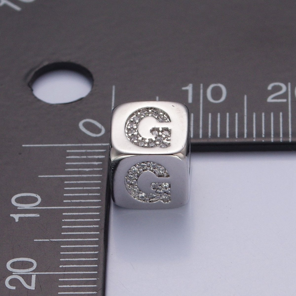 9x9mm Silver Initial Letter Beads, Alphabet Beads, Initial Beads, Alphabet Blocks Micro Pave Initial Block Charm for Bracelet Necklace Supply W-866 to W-891 - DLUXCA