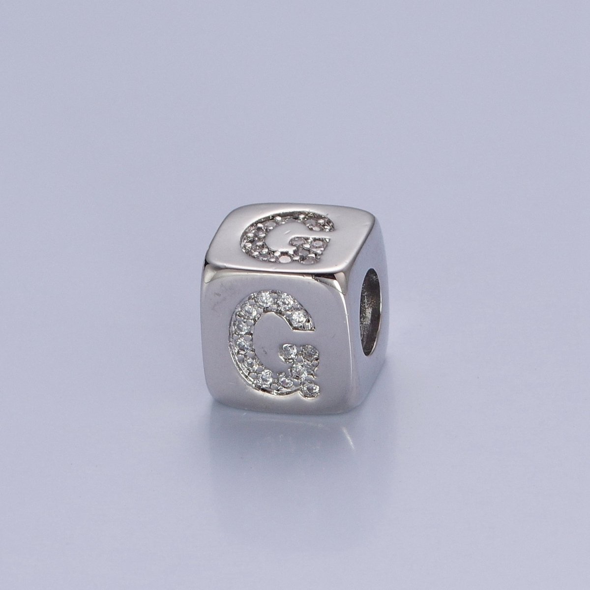 9x9mm Silver Initial Letter Beads, Alphabet Beads, Initial Beads, Alphabet Blocks Micro Pave Initial Block Charm for Bracelet Necklace Supply W-866 to W-891 - DLUXCA