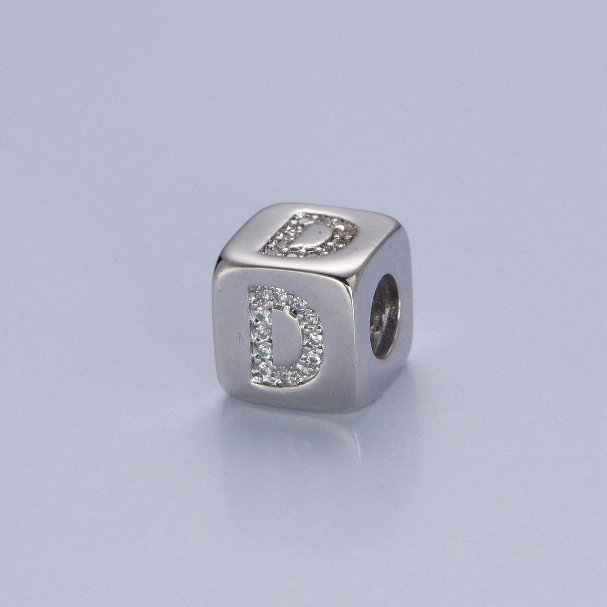 9x9mm Silver Initial Letter Beads, Alphabet Beads, Initial Beads, Alphabet Blocks Micro Pave Initial Block Charm for Bracelet Necklace Supply W-866 to W-891 - DLUXCA