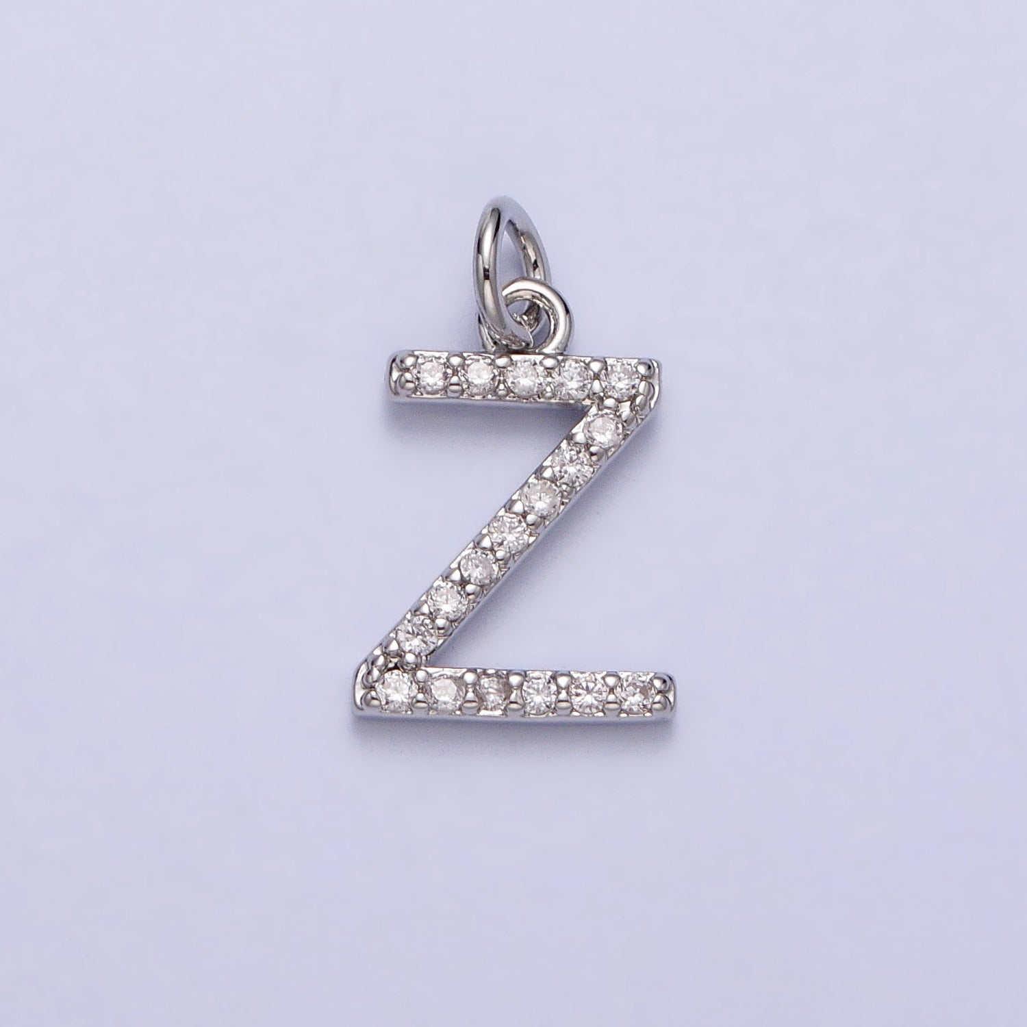 Clear Micro Paved CZ Initial Alphabet Letter Silver Personalized Charm | AC155 - AC180 - DLUXCA