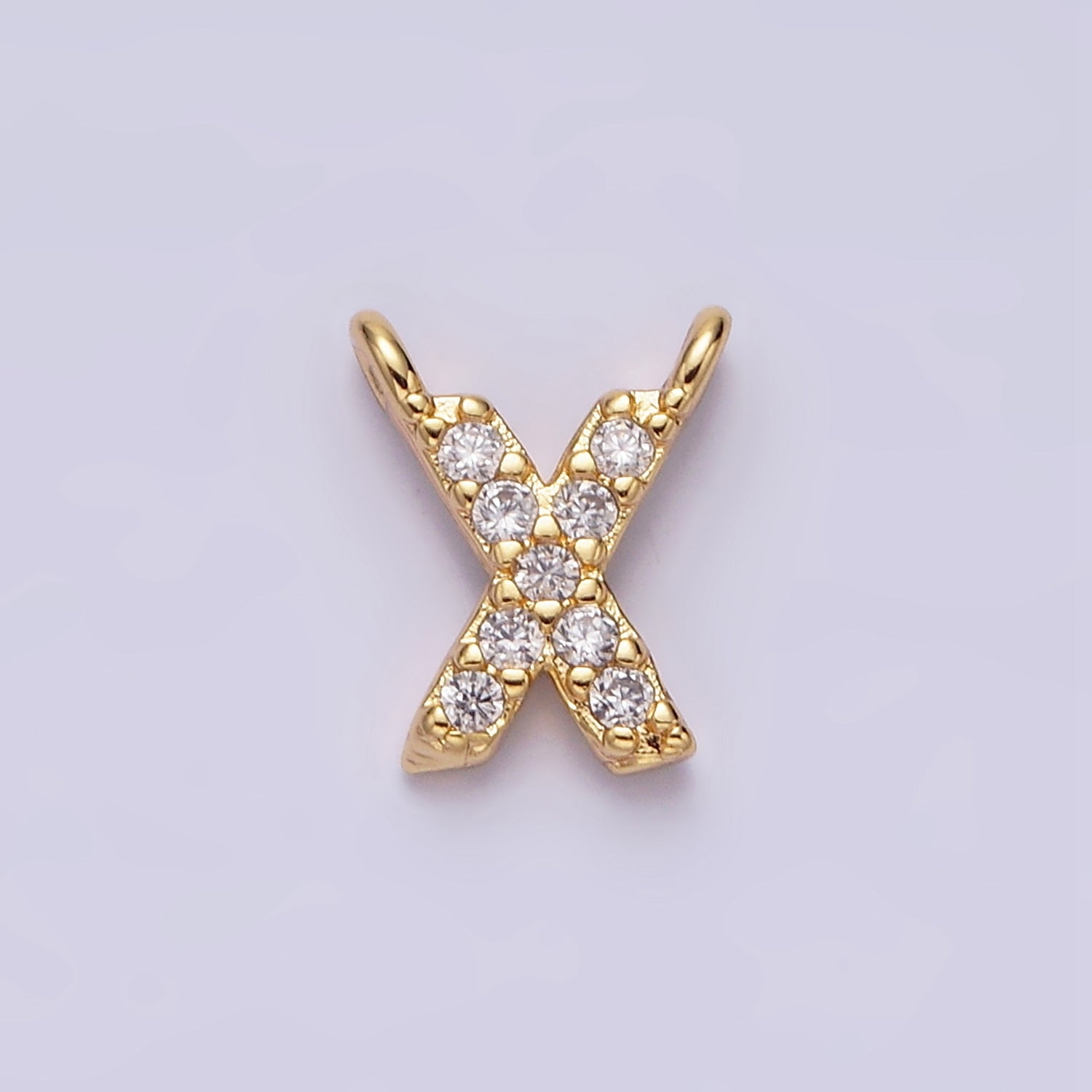 16K Gold Filled A-Z Initial Letter Micro Paved CZ Top Loop Personalized Connector | AD573 - AD597 - DLUXCA